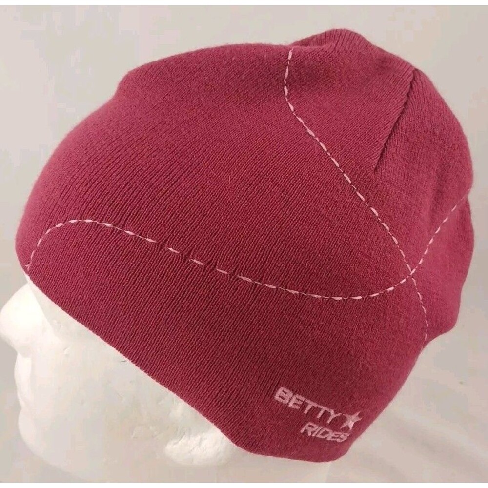 Betty Rides Snowboarding Apparel Pink Winter Beanie Hat-EXCELLENT!